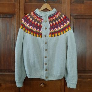 Handmade fair isle knit cardigan sweater